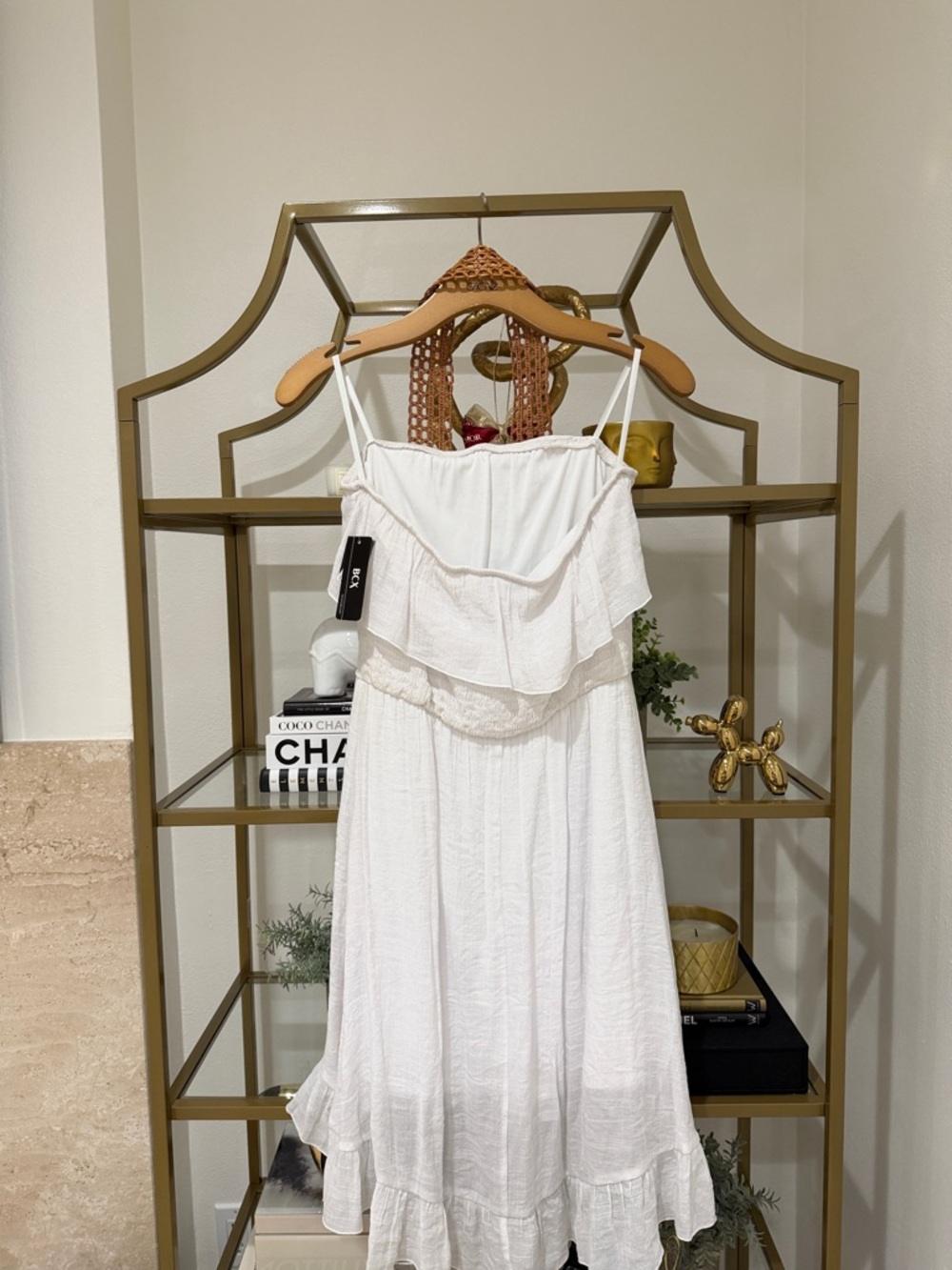 White Strapless Ruffle Smocked Dress - Picture 7 of 8